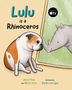 „Lulu is a Rhinoceros“. Illustration eines Hundes, der ein Nashorn im Spiegel betrachtet. Streamen auf Apple TV+., Buch