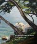 "Winston Churchill: The Painter", bearbeitet von Lucy Davis. Illustration: Küstenlandschaft mit Bäumen und Personen auf Felsen., Buch