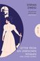 Stefan Zweig, "Letter from an Unknown Woman and Other Stories". Illustration einer Frau am Fenster im lila Farbton., Buch
