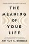 Texte: "The Meaning of Your Life", "Arthur C. Brooks". Sand mit konzentrischen Kreisen im Hintergrund., Buch