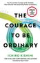 Text: "You Found The Courage to Be Disliked", "The Courage to Be Ordinary", "Ichiro Kishimi". Abstrakte grüne und blaue Pinselstriche.