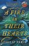 „A Fire in Their Hearts“ von Philip Paris. Im Hintergrund stürmische See mit einem Segelschiff und dunklem Himmel.