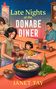 Titel: "Late Nights at the Donabe Diner". Eine Frau serviert Getränke, ein Mann isst mit Stäbchen. Ein Topf mit Essen dampft., Buch