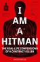 "I AM A HITMAN" und "THE REAL-LIFE CONFESSIONS OF A CONTRACT KILLER". Silhouetten-Zielscheibe auf rotem Hintergrund.