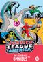 "The Justice League of America"; "The Silver Age Omnibus Vol. 1". Helden kämpfen gegen riesigen Seestern in Stadtlandschaft.