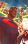 "Kingdom Come", "Mark Waid", "Alex Ross", "The Deluxe Edition". Superhelden in kräftigen Farben, konzentriert blickend., Buch