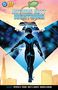 Text: "NOTHING BUTT NIGHTWING." Oben Comic-Charaktere, unten Nightwing in Kostüm mit Stöcken, Hintergrund mit Eiffelturm., Buch