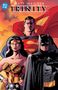 "Matt Wagner Trinity Batman Superman Wonder Woman." Illustration von drei Helden: ein Mann in Rot, eine Frau mit Tiara, ein Mann in Schwarz., Buch