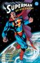 "Superman Up and Away!", darunter vier Autorennamen. Illustration von Superman in blau-rotem Anzug fliegend über der Erde.
