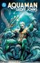 Titel: "Aquaman by Geoff Johns, Book Two." Illustration: Aquaman sitzt mit Dreizack unter Wasser, umgeben von Kreaturen., Buch