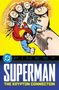 „FINEST SUPERMAN THE KRYPTON CONNECTION.“ Illustration zeigt Held mit Faustkampf, im Hintergrund eine große Hand über Stadt., Buch