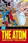 "THE ATOM: BIRTH OF THE ATOM" darüber eine Szene: ein kleiner Superheld kämpft durch Flüssigkeit, während eine Hand ein Reagenzglas hält., Buch