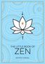 "The Little Book of Zen" von Astrid Carvel. Illustration: Lotusblume auf blauem Hintergrund mit goldenen und weißen Kreisen.