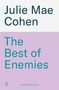 "Julie Mae Cohen. The Best of Enemies. Z. Cover to be revealed." Schwarzer Text auf grauem und lila Hintergrund., Buch