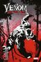 "VENOM: BLACK, WHITE & BLOOD" steht oben. Illustration von Venom in Schwarz-Weiß vor rotem Hintergrund mit Bäumen., Buch