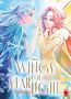 Text: "Wings of Starlight - The Manga." Zwei Figuren berühren sich sanft, umgeben von Schneeflocken und warmem Licht.