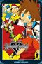 "Kingdom Hearts: Chain of Memories" von Shiro Amano. Illustration von Charakteren mit bunten Outfits und fröhlichen Gesichtern., Buch