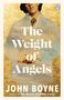 „The Weight of Angels“ steht groß auf einer goldenen Textur. Darunter „John Boyne“. Oben rechts ist ein Pinguin-Logo., Buch