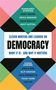 Titel: "Eleven Writers and Leaders on Democracy: What it is - and why it matters". Namen oben und unten. Bunte geometrische Muster.