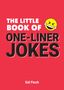 Text: "THE LITTLE BOOK OF ONE-LINER JOKES" und "Sid Finch". Fröhliches gelbes Emoji mit Tränen vor rotem Hintergrund., Buch