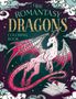 "The Romantasy Dragons Coloring Book": Ein rosa Drache mit glänzenden Flügeln schwebt über einem aufgeschlagenen Buch., Buch