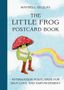 Aufschrift: "The Little Frog Postcard Book". Illustration eines Frosches mit Fliegenpilzhut und buntem Regenbogen., Buch