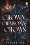 "Crown of Crimson & Crows" von Tessa Hale, Blood Bound, Buch eins. Dunkles Muster, Krone mit Rosen und Krähe. Logo oben rechts., Buch