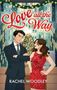 „Love all the Way“ und „Rachel Woodley“. Ein Mann und eine Frau vor einem Weihnachtsbaum in festlicher Umgebung., Buch