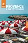"PROVENCE & THE CÔTE D'AZUR," Logo oben links, rote-weiße Sonnenschirme am Strand, mit Blick aufs Meer und eine Mole., Buch
