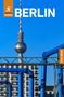 Text: "BERLIN", "ROUGH GUIDES", "Free eBook". Logo links, Fernsehturm an blauem Himmel, blaue Rohre, modernes Gebäude im Hintergrund.