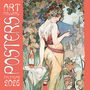 "ART NOUVEAU POSTERS CALENDAR 2026." Frau in antikem Kleid mit Wein, umgeben von Weinblättern.
