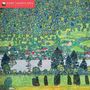 Oben: "KLIMT LANDSCAPES CALENDAR 2024". Unten: Malerische Landschaft mit See, Häusern, Bäumen und Hügeln.