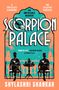 Text: "A Priceless Diamond," "An Impossible Murder," "An Escaped Panther," "Scorpion Palace," "Immersive," "Shylashri Shankar." Zwei Silhouetten trinken Tee., Buch