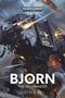 „Warhammer 40.000“, „BJORN“, „THE FELL-HANDED“, „JUSTIN D HILL“. Illustration eines schweren Kampfroboters in Action., Buch