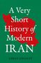 Text: "A Very Short History of Modern IRAN", "Abbas Amanat". Roter Iran-Umriss auf grünem Hintergrund., Buch