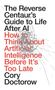 Text: "The Reverse Centaur’s Guide to Life After AI: How to Think About Artificial Intelligence Before It’s Too Late, Cory Doctorow." Hintergrund: zersplittert.