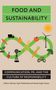 "Food and Sustainability" oben in Grün. Darunter ein grünes Unendlichkeitszeichen, dekoriert mit landwirtschaftlichen Symbolen., Buch