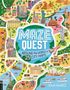 Text: "MAZE QUEST: AROUND THE WORLD IN 25 CITY MAPS" von Kaja Kajfež. 

Illustration: Bunte Städte und Wahrzeichen weltweit., Buch