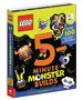 "5 Minute Monster Builds" in großen Buchstaben, LEGO-Logo oben links, Monsterillustrationen, ab 6 Jahren, 49 Teile., Buch