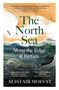 "The North Sea: Along the Edge of Britain" von Alistair Moffat. Illustration von stürmischem Meer mit Möwen und Boot.