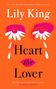 "Lily King: Heart the Lover". Orange Hintergrund, stilisierte Augen mit Gänseblümchen und Tränen-Motiven.