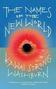 Text: "The Names of the New World - Kawai Strong Washburn. 'Washburn is an extraordinarily brilliant new talent' - Tommy Orange." 

Illustration mit einem rot-schwarzen Sonnenuntergang im Meer auf blauem Hintergrund., Buch