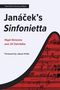 "Janáček’s Sinfonietta" von Nigel Simeone und Jiří Zahrádka, Vorwort von Jakub Hrůša. Rotes Notenblatt als Illustration., Buch
