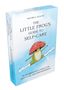 Text: "The Little Frog’s Guide to Self-Care", "52 Affirmation Cards". Illustration: Frosch im Spagat mit Fliegenpilzhut.