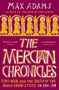 "THE MERCIAN CHRONICLES", Max Adams. Verzierte Figuren und mittelalterliches Design in Gelb und Weiß auf lila Hintergrund.