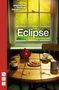 Der Text zeigt "chichester festival theatre", "Eclipse", "John Morton". Ein runder Tisch mit Tee und Keksen vor einem sonnigen Fenster., Buch