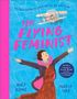 "The Flying Feminist" in pink, eine Frau mit offenen Armen, darüber ein Doppeldecker-Flugzeug.