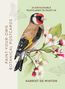 „Paint-your-own Botanical Postcards“, mit einem bunten Vogel und Blumen, beige Hintergrund, zwei Skizzen von Schmetterlingen., Buch