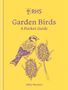 "RHS Garden Birds: A Pocket Guide" von Mike Weedon. Illustration eines Vogels auf gelbem Hintergrund., Buch