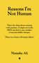Titel: "Reasons I'm Not Human". Text über Genetik und DNA-Effekte. Autor: Natasha Ali. Gelber Hintergrund.
